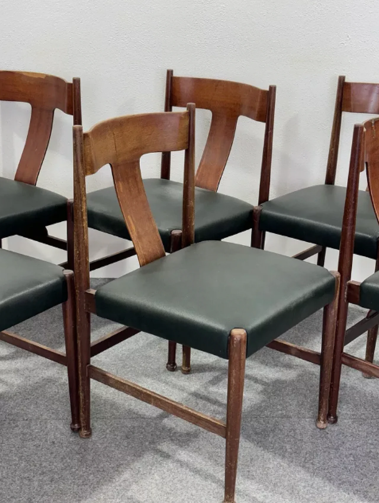 6 Curved wooden chairs by Silvio Coppola, 1960s 4