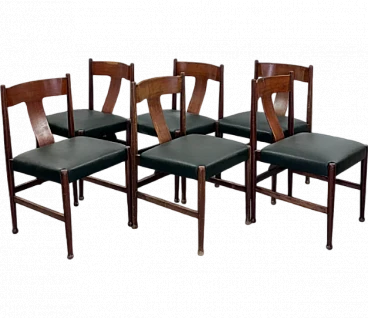 6 Curved wooden chairs by Silvio Coppola, 1960s