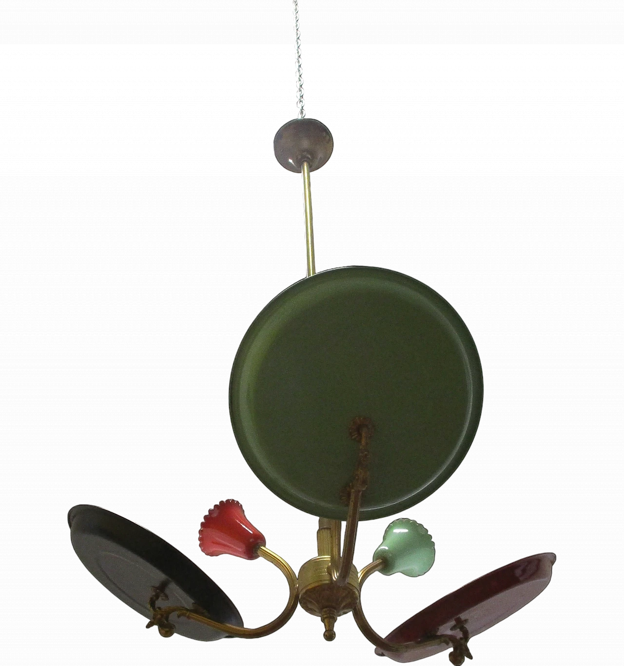 Stilnovo brass and aluminum chandelier, 1950s 9