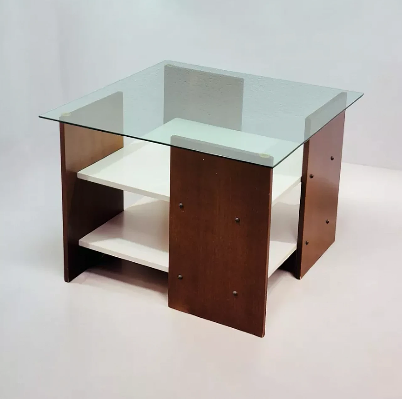 Teak and glass coffee table, 1970s 1