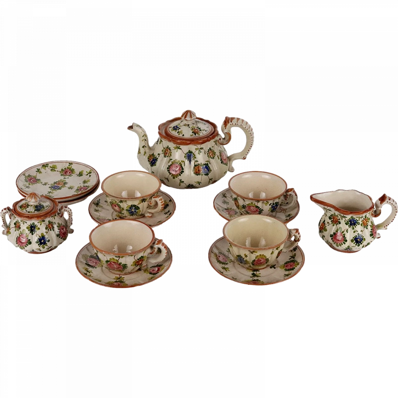 Antique Tea Set Majolica Italy XX Century 11