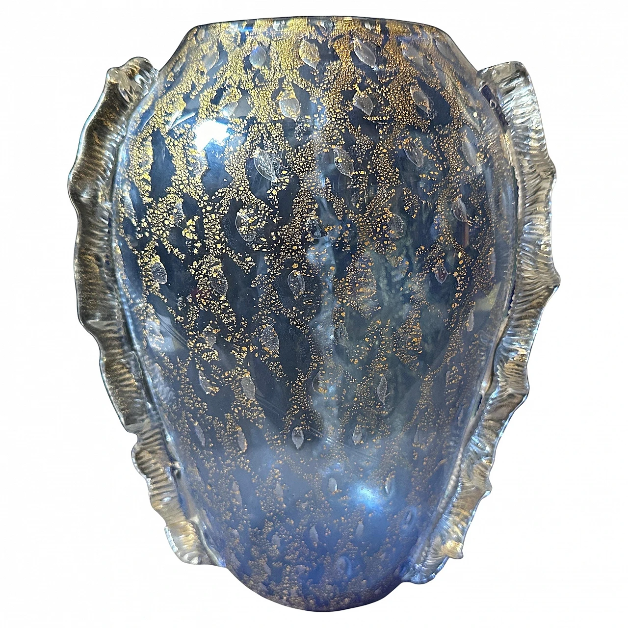 Modern blue and gold Murano glass vase in Barovier style, 1970s 1