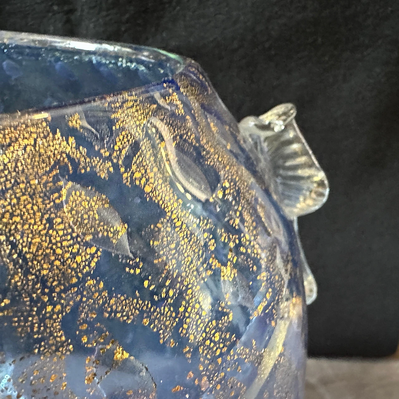 Modern blue and gold Murano glass vase in Barovier style, 1970s 13