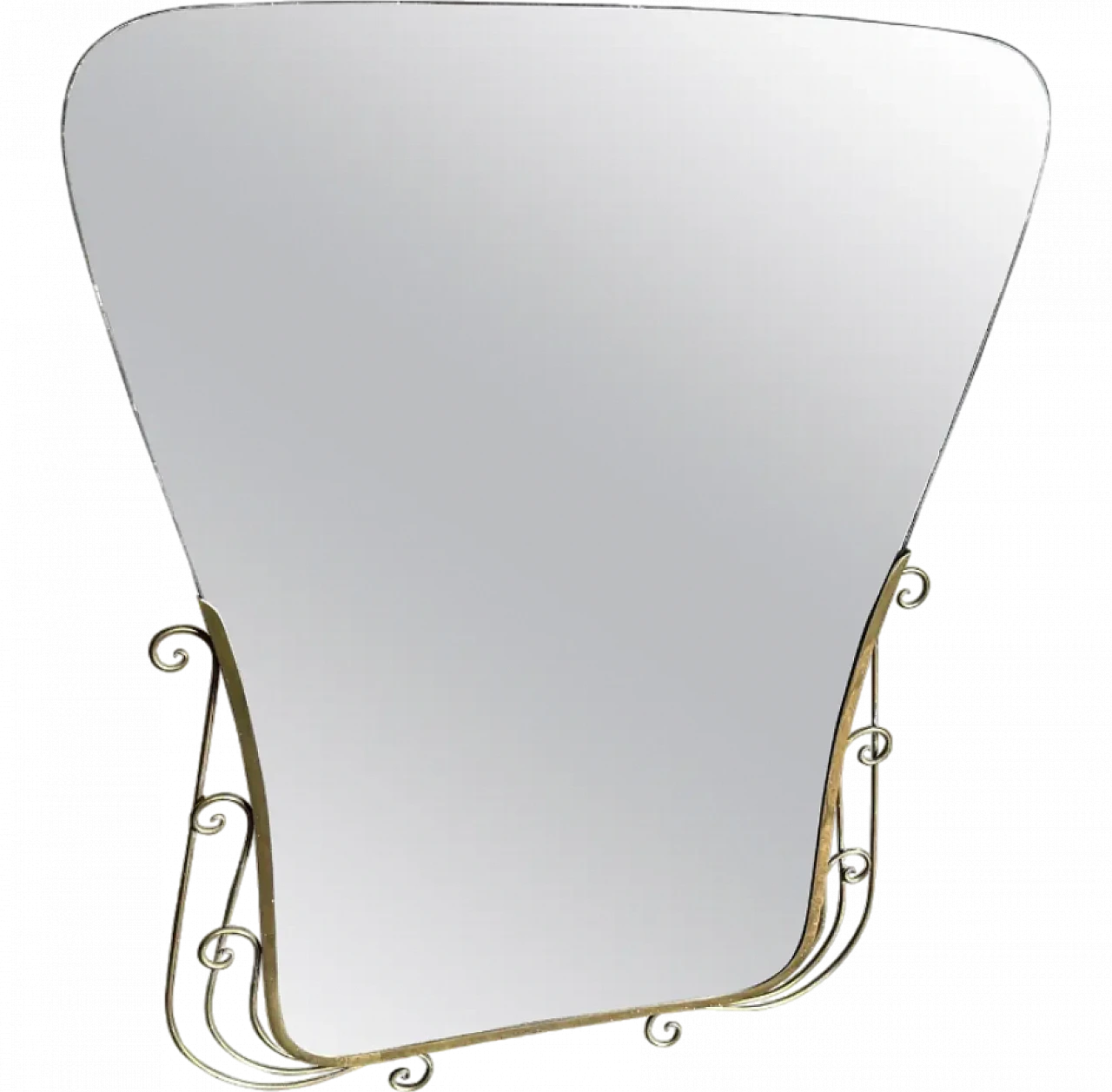 Wall mirror Gio Ponti style brass and glass, 1950s 14