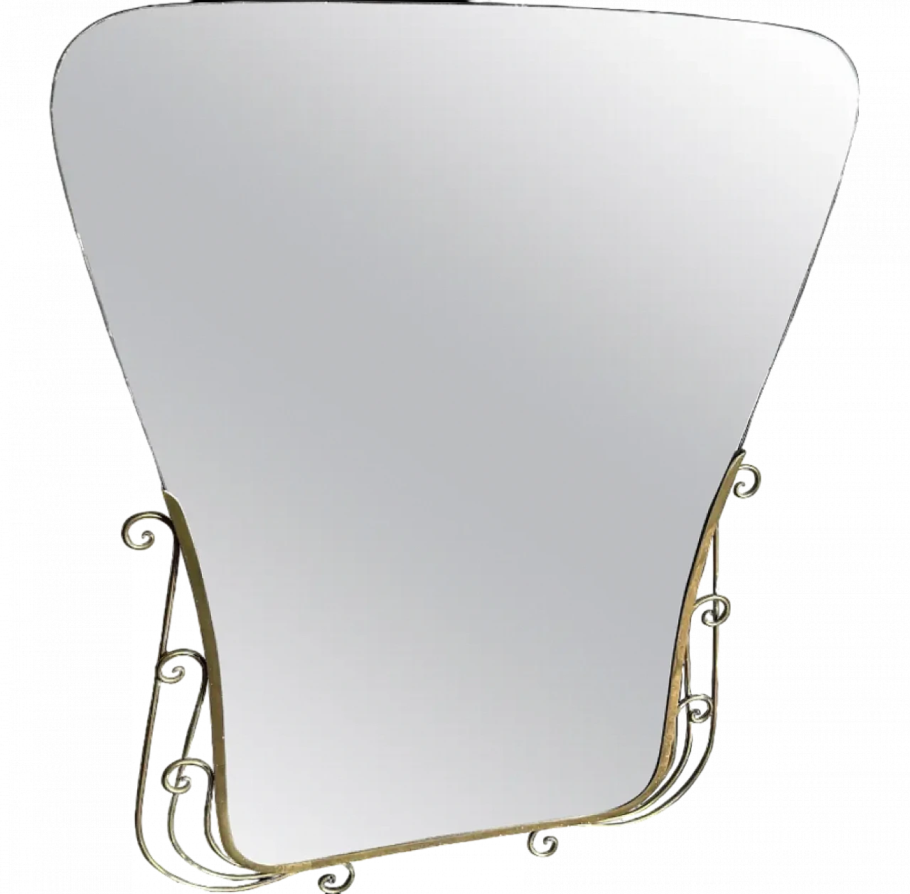 Wall mirror Gio Ponti style brass and glass, 1950s 15