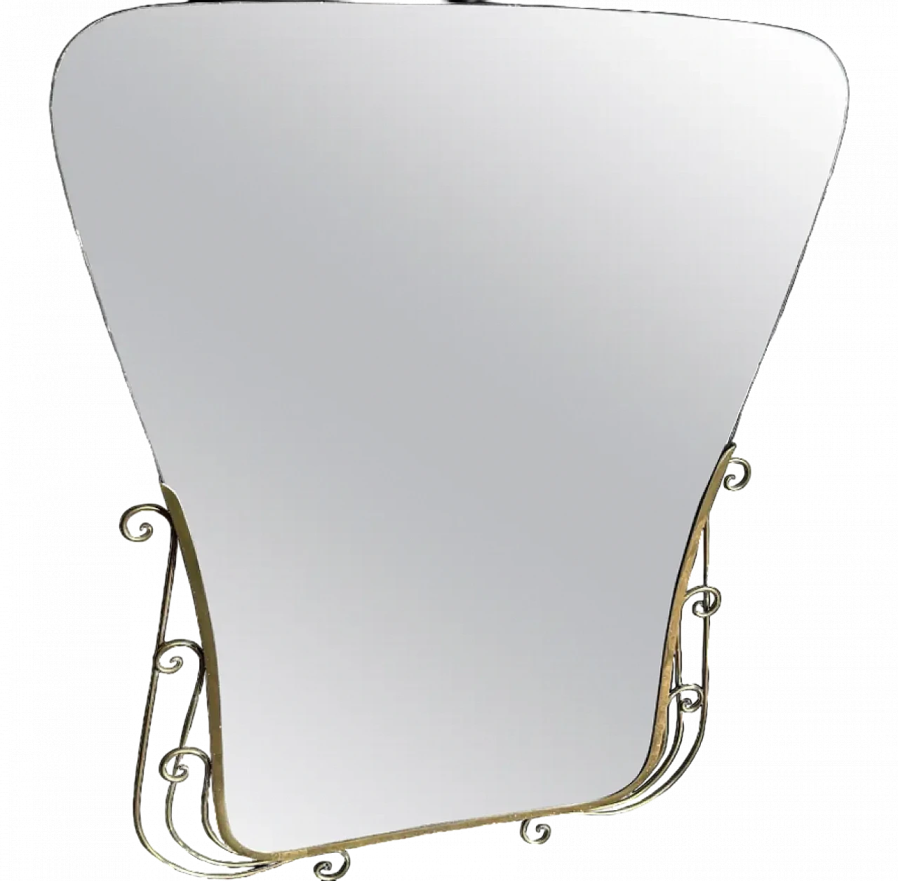 Wall mirror Gio Ponti style brass and glass, 1950s 16