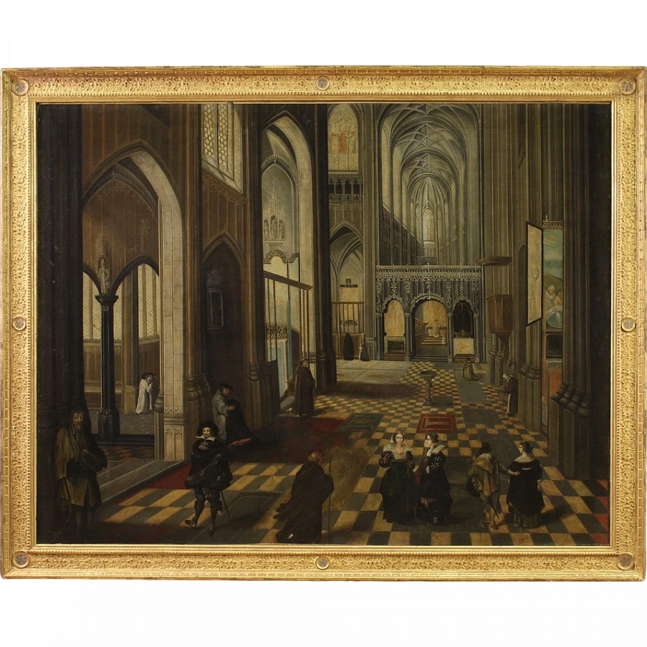 Interior of the Antwerp Cathedral, painted by the Flemish school of the 17th century 16