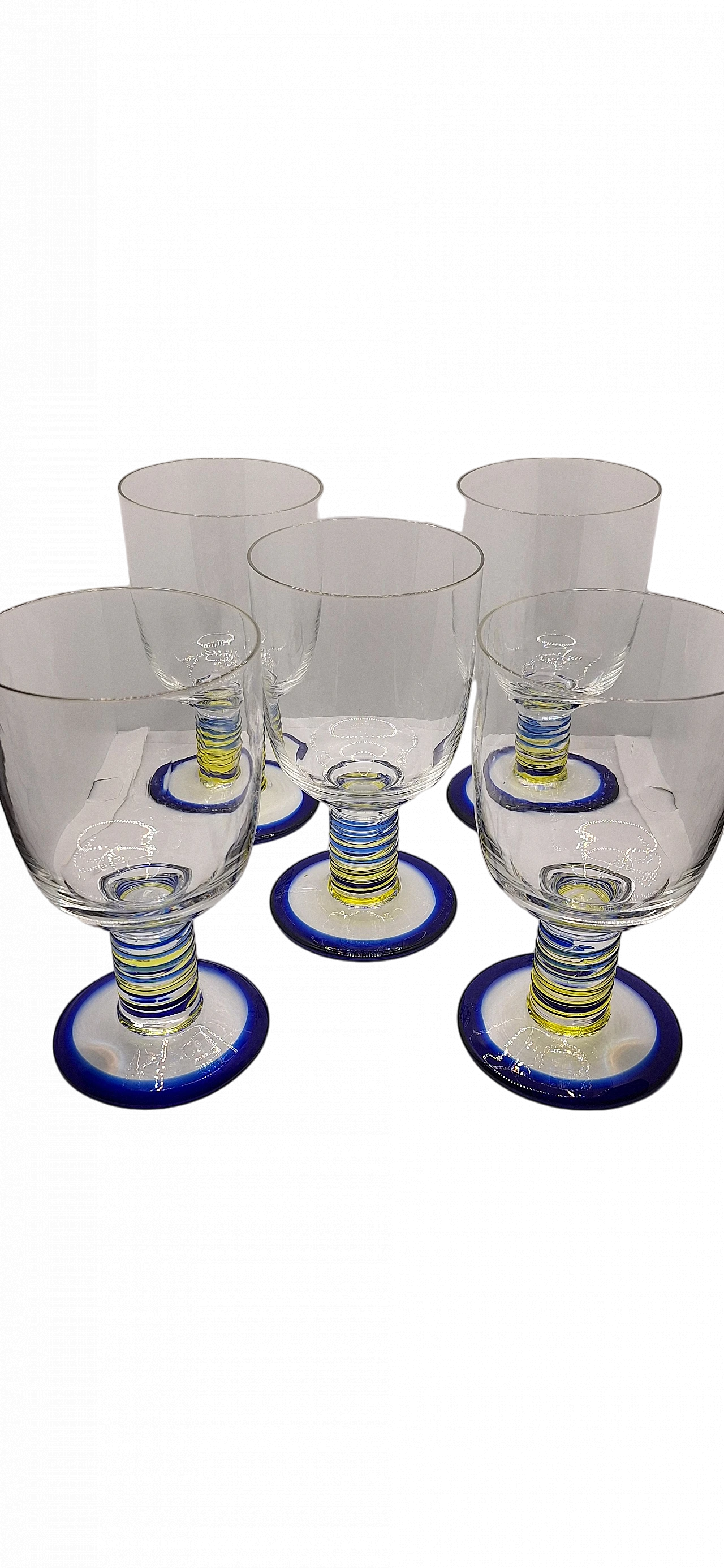 Murano glass glasses blue and yellow, 70s 10