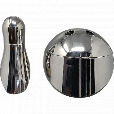 Bowling Cocktail shaker with ice bucket Tauma by Guzzini, 1970s