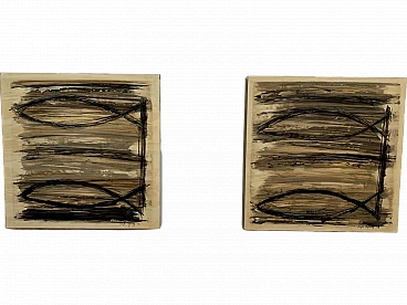 Pair of lacquered and painted box-wood Panels, 2009