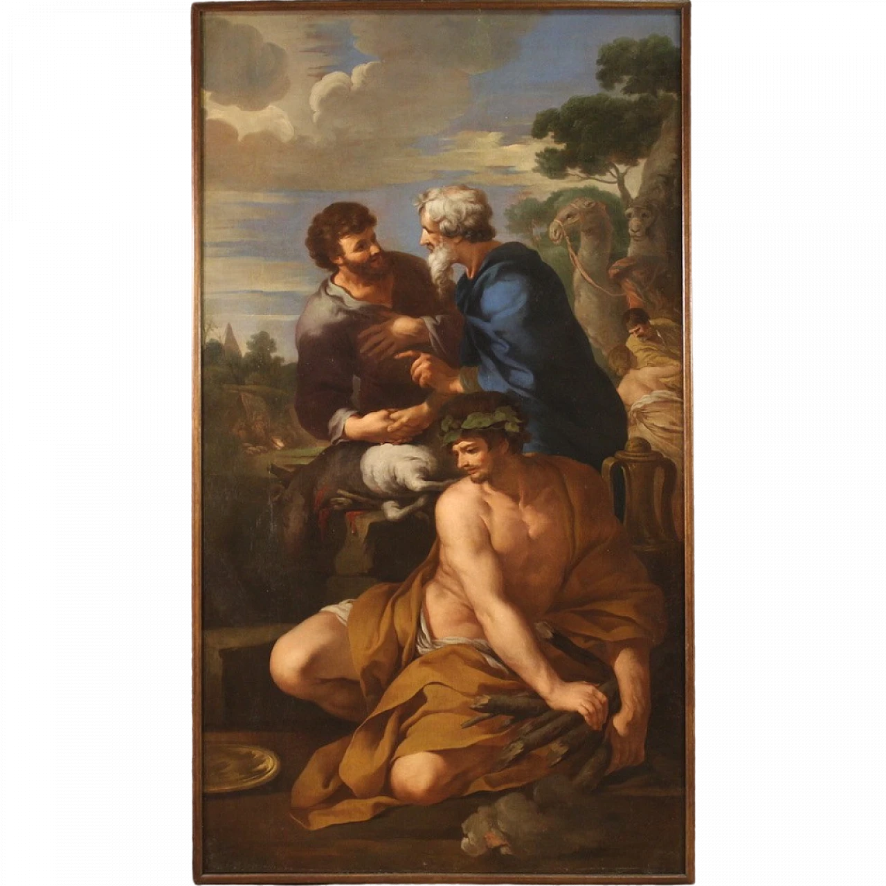 The alliance of Jacob and Laban, large Italian painting ,17th century 15