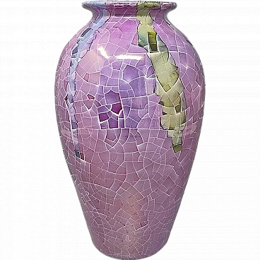 Giuseppe Locci, polycrome Craquelé ceramic Vase, 1960s