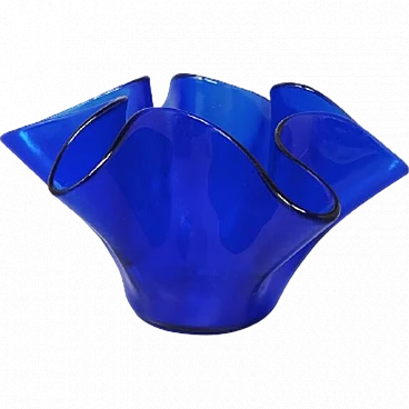 Blue Fazzoletto vase  by Dogi in Murano Glass. 1970s