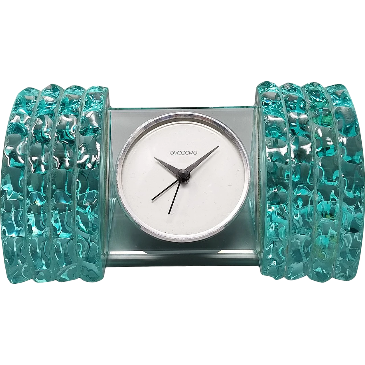 Table Clock by Omodomo in light blue crystal, 1970s 8