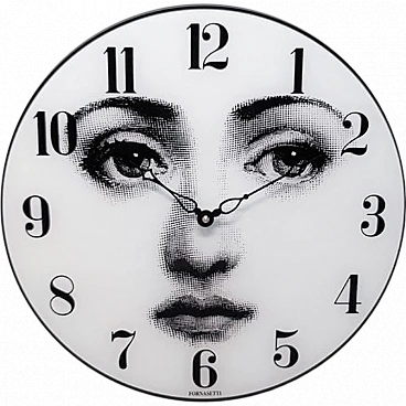 Fornasetti wall Clock in Glass, 1990s