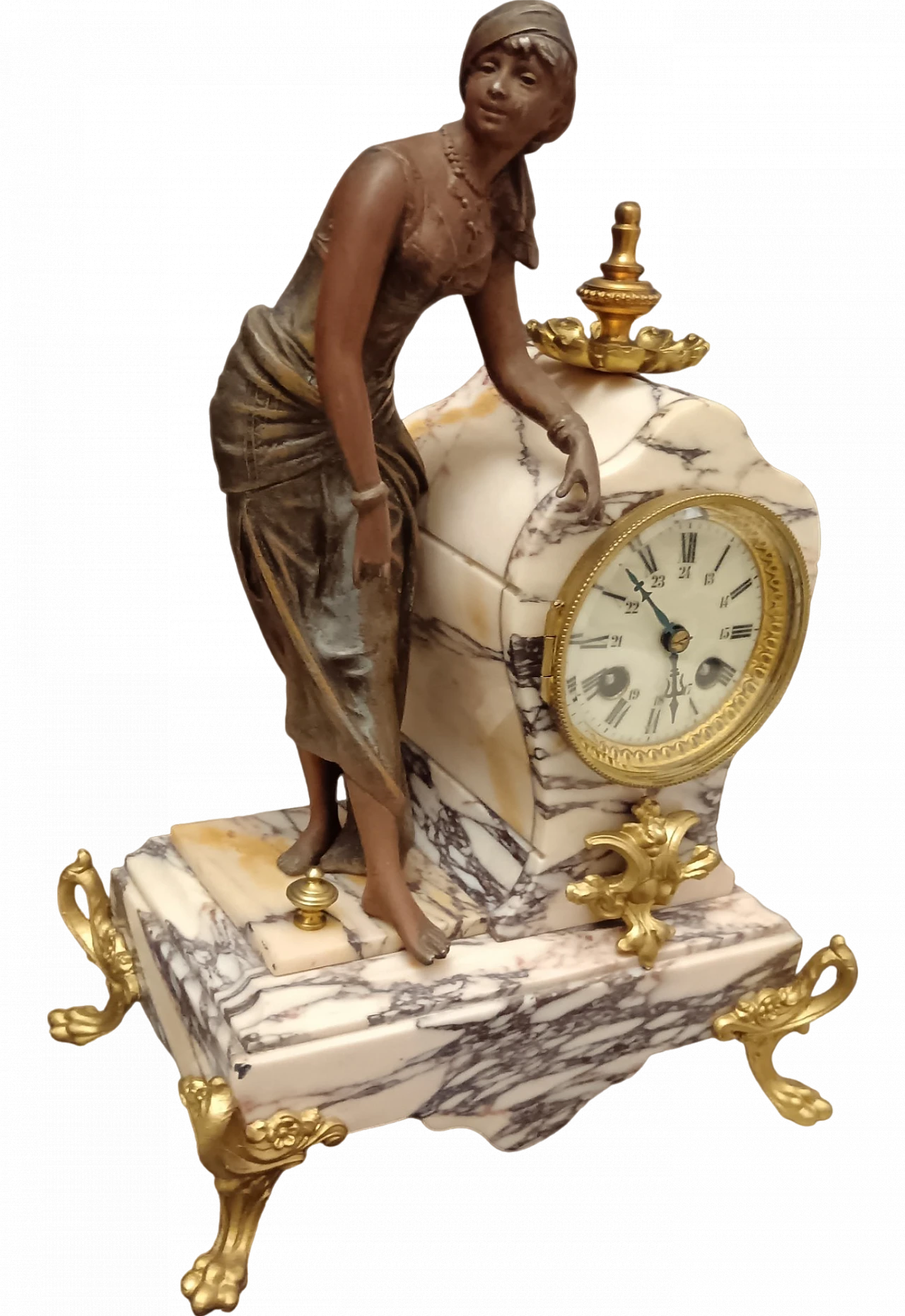 Parisian table clock in marble, late 19th century 4