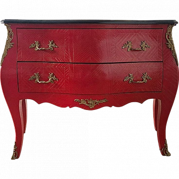 Antique red baroque chest of drawers