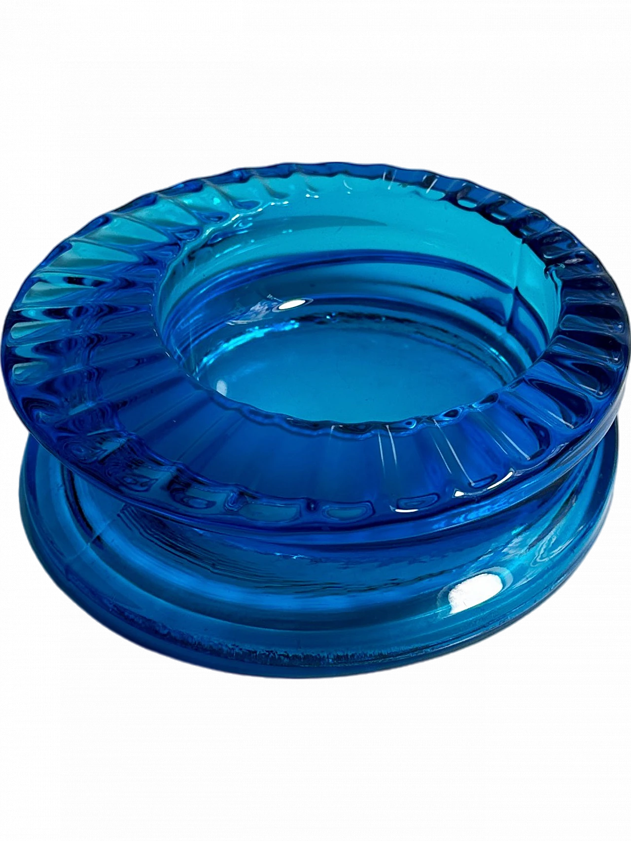 Bohemian ashtray bowl azure blue, '70s 7