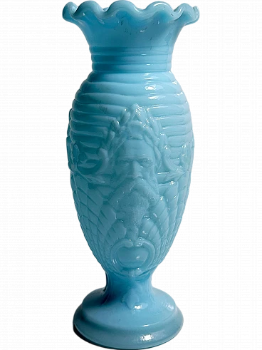 French Portieux Vallérysthal Opaline Vase Art Nouveau Celeste