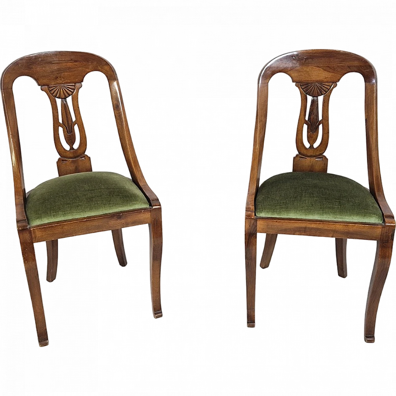 Pair of walnut gondola chairs, second half of the 19th century 6