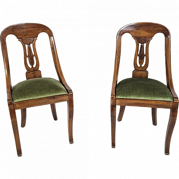 Pair of walnut gondola chairs, second half of the 19th century