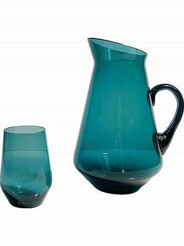 Carafe and 7 glasses by Kaj Franck for Nuutajärvi Finland, 60s