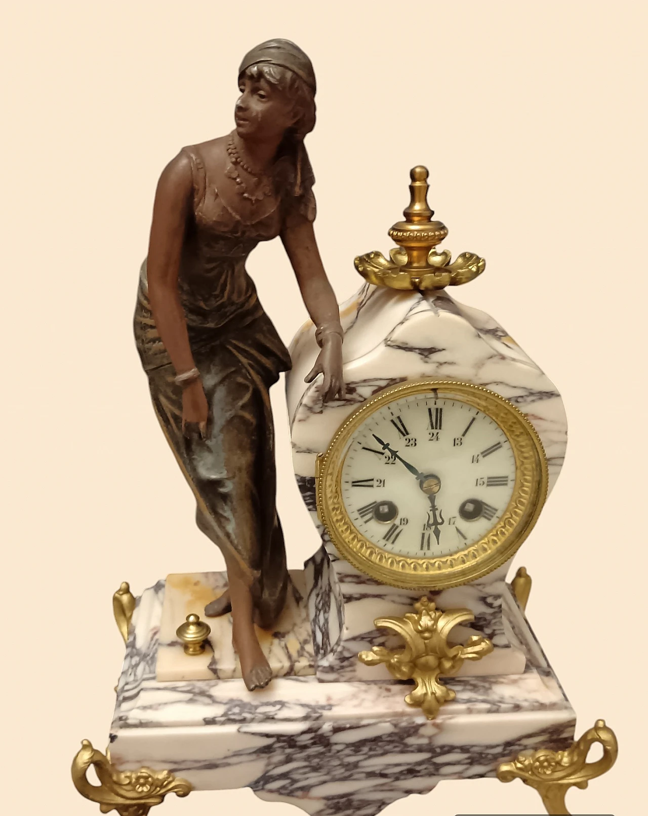 Parisian table clock in marble, late 19th century 5