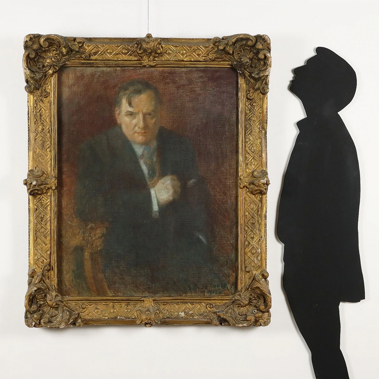 Antique Painting Male Portrait Mixed Technique 1913 2