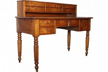 Louis Philippe desk in walnut and briar with drawers, mid 19th century