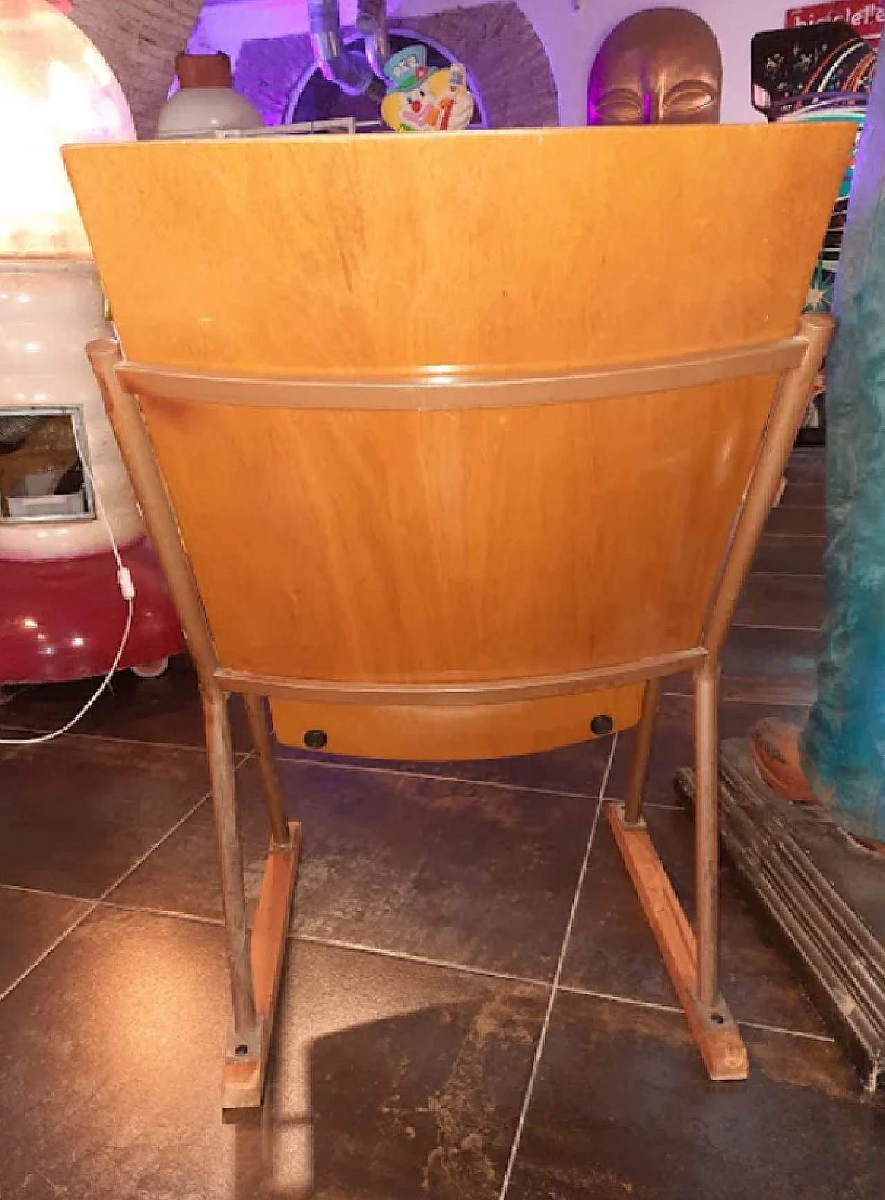 Single cinema chair in light wood, late 20th century 3