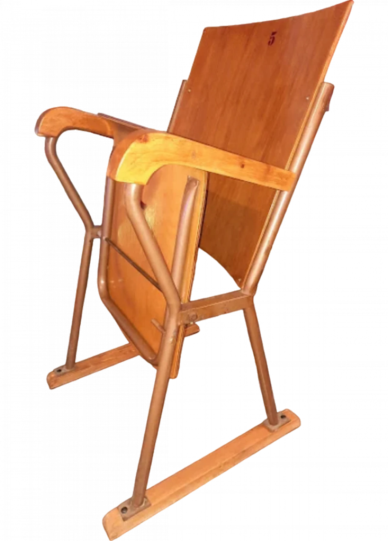 Single cinema chair in light wood, late 20th century 4