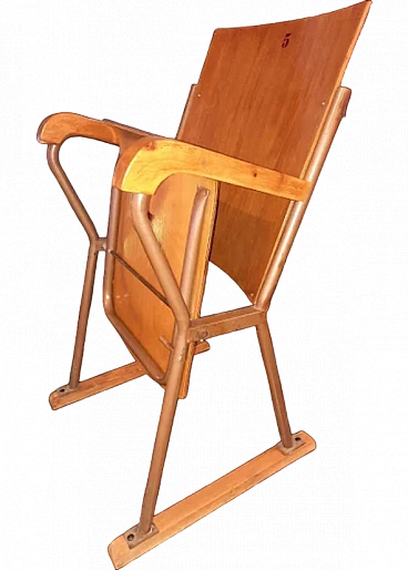 Single cinema chair in light wood, late 20th century