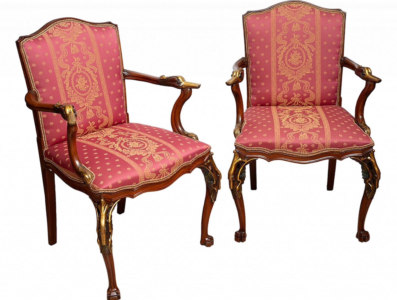 Pair of antique Napoleon III armchairs in mahogany. France 19th century 6