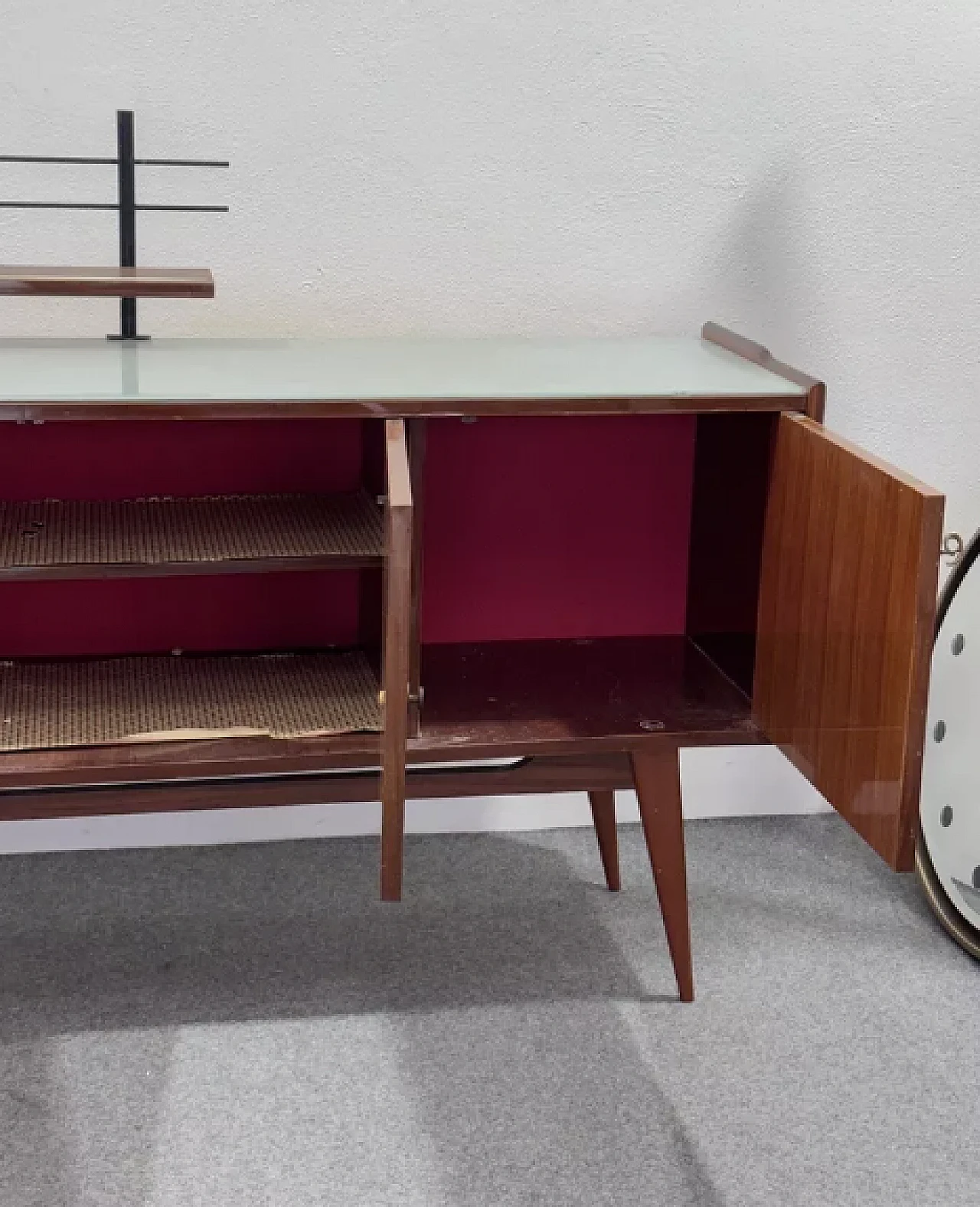 Sideboard in wood, glass and iron, 1950s 7