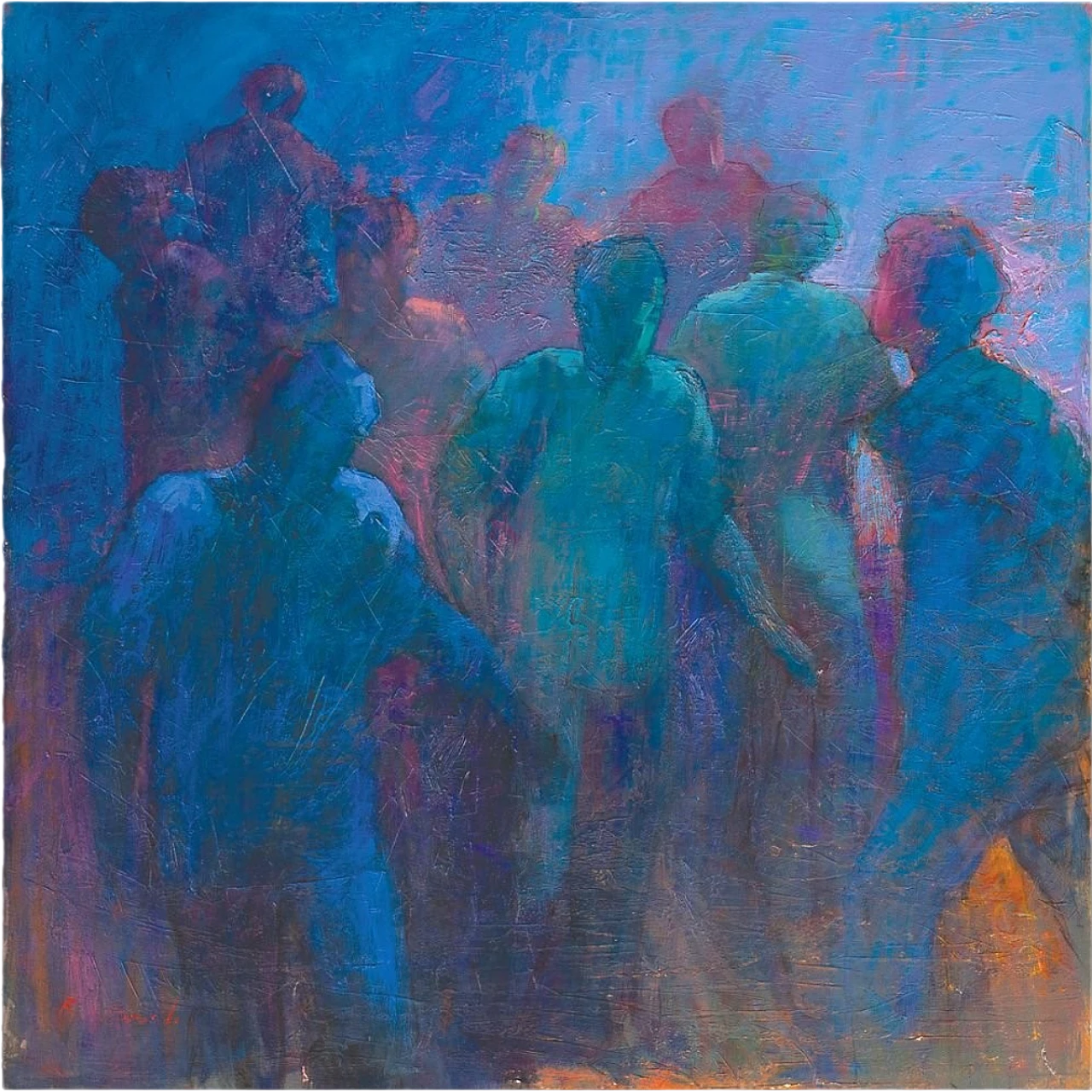 Crowd by Renato Criscuolo, oil on canvas, 2000s 14