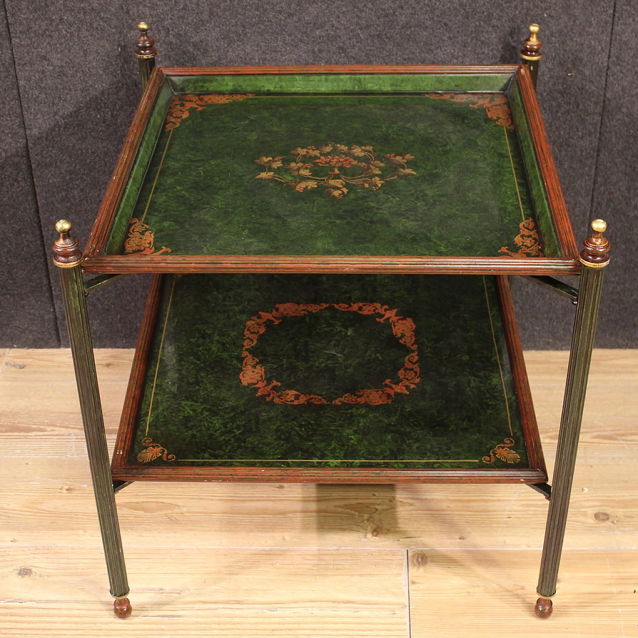 Foldable painted green metal coffee table, 20th century 4