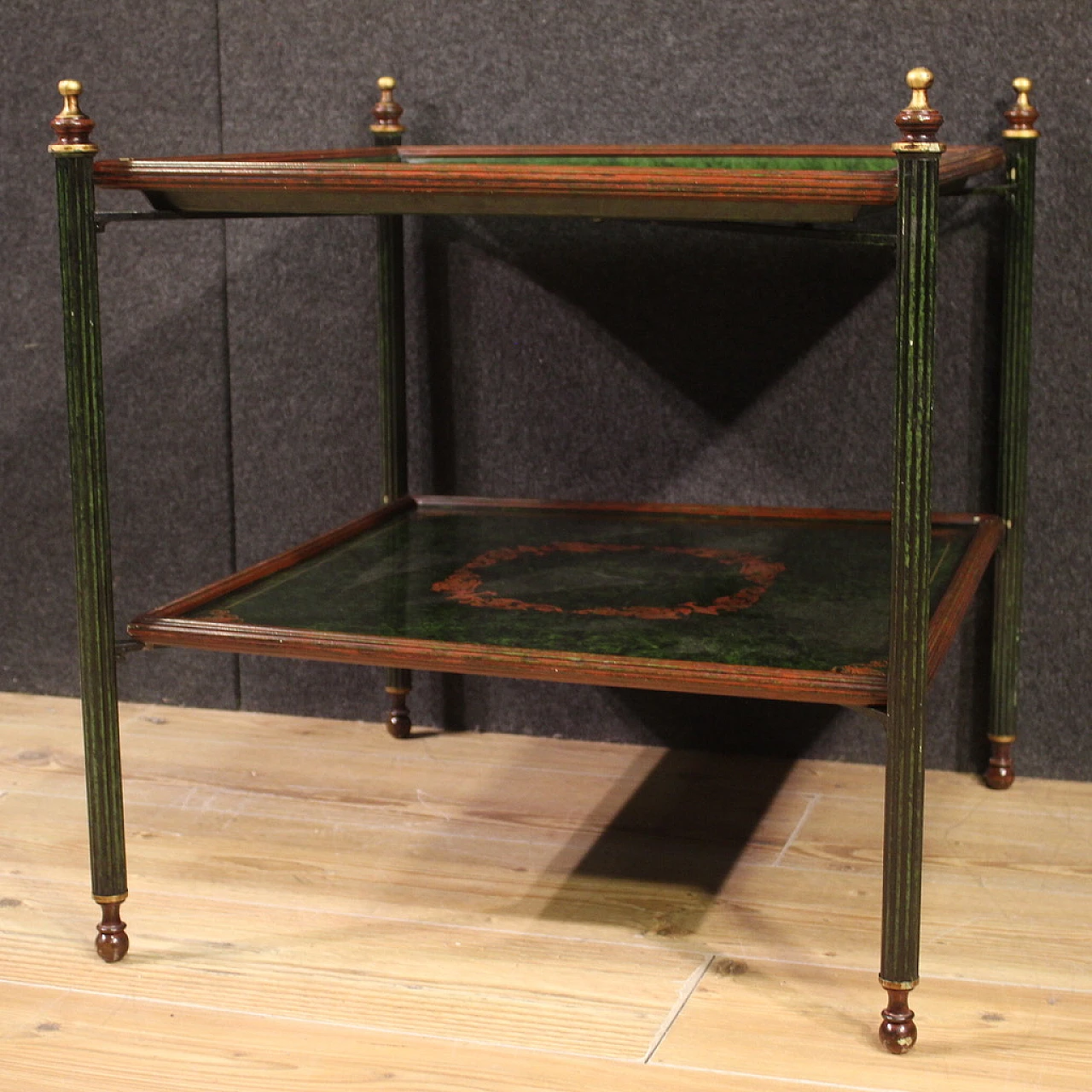 Foldable painted green metal coffee table, 20th century 5