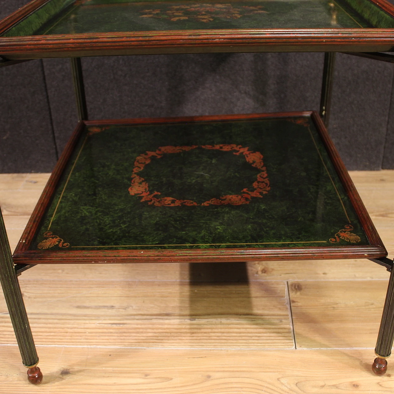 Foldable painted green metal coffee table, 20th century 10