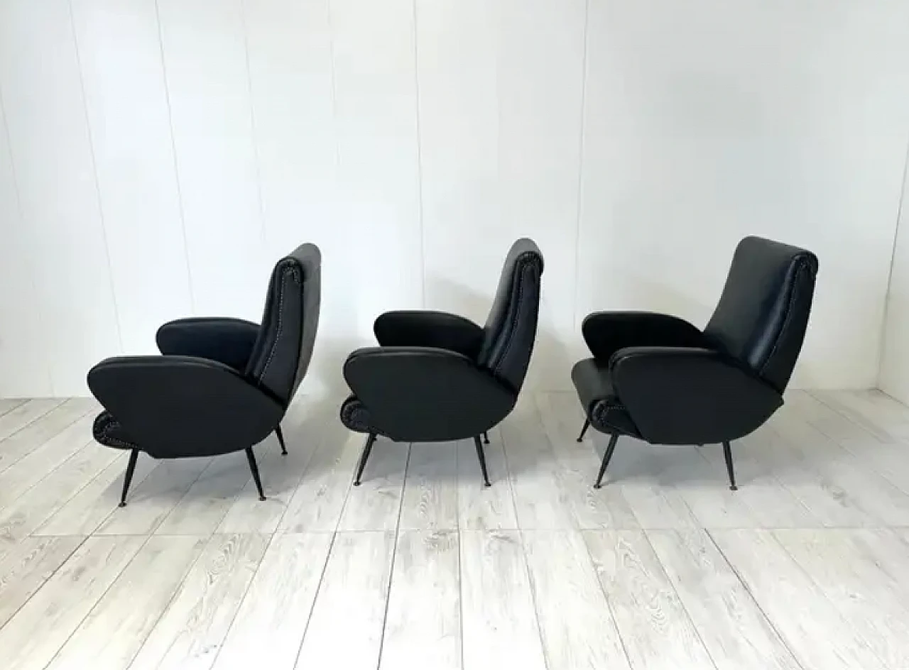 3 Leather and metal amrchairs, 1950s 4