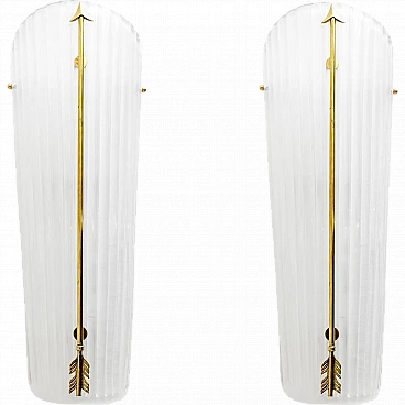 Pair of Murano glass and brass wall sconces, 1990s