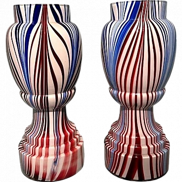 Pair of French coloured opaline glass vases, late 19th century