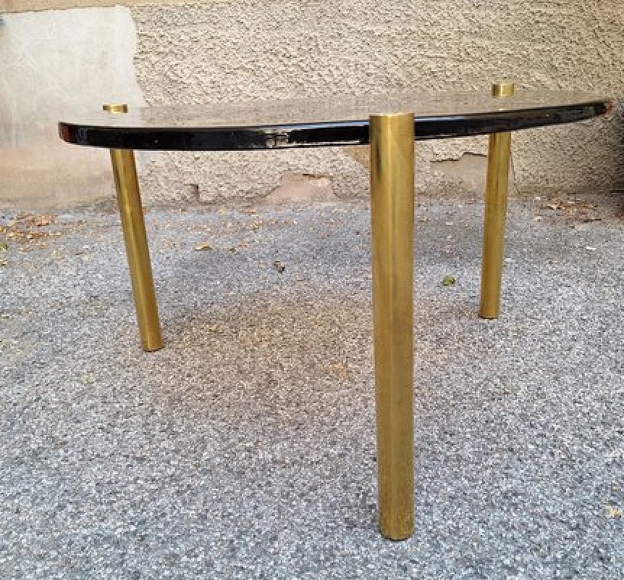 Brass tripod coffee table, 2000s 2