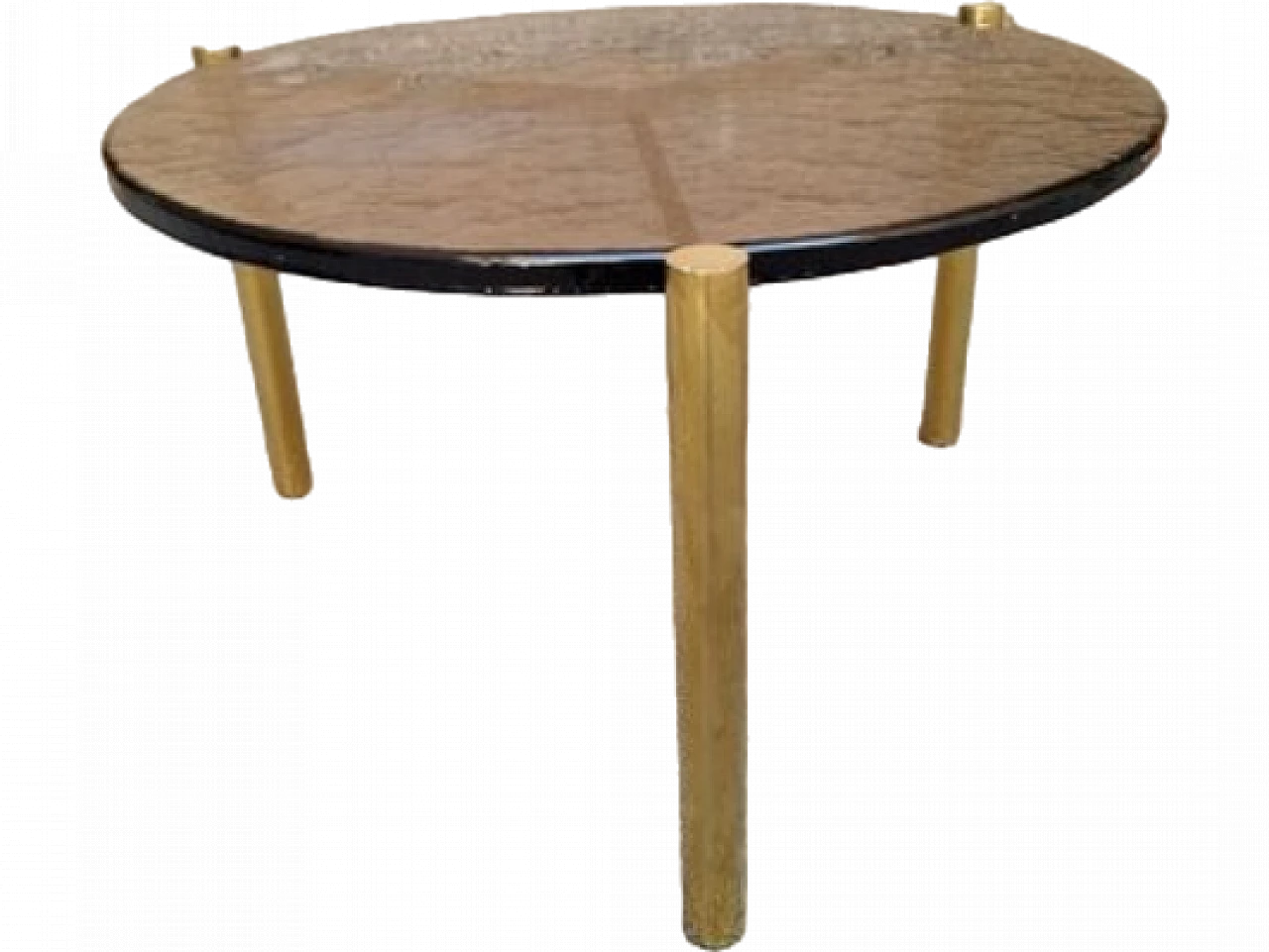 Brass tripod coffee table, 2000s 5