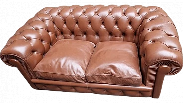 Chester two-seater brown leather sofa by Poltrona Frau, 1990s