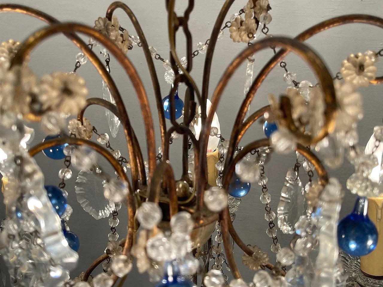 Blue Macaroni Murano Glass Chandelier, 1950s 9