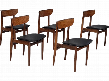 5 Danish teak wood dining chairs, 1960s