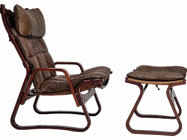 Norwegian lounge chair, with footrest, 1970s