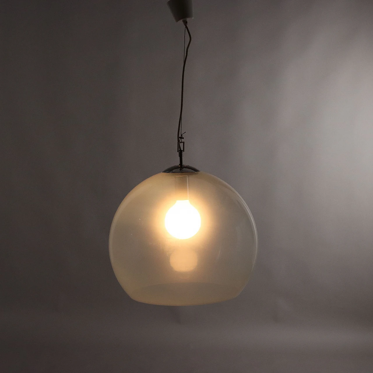 Ceiling lamp in glass and metal, 1970s 1