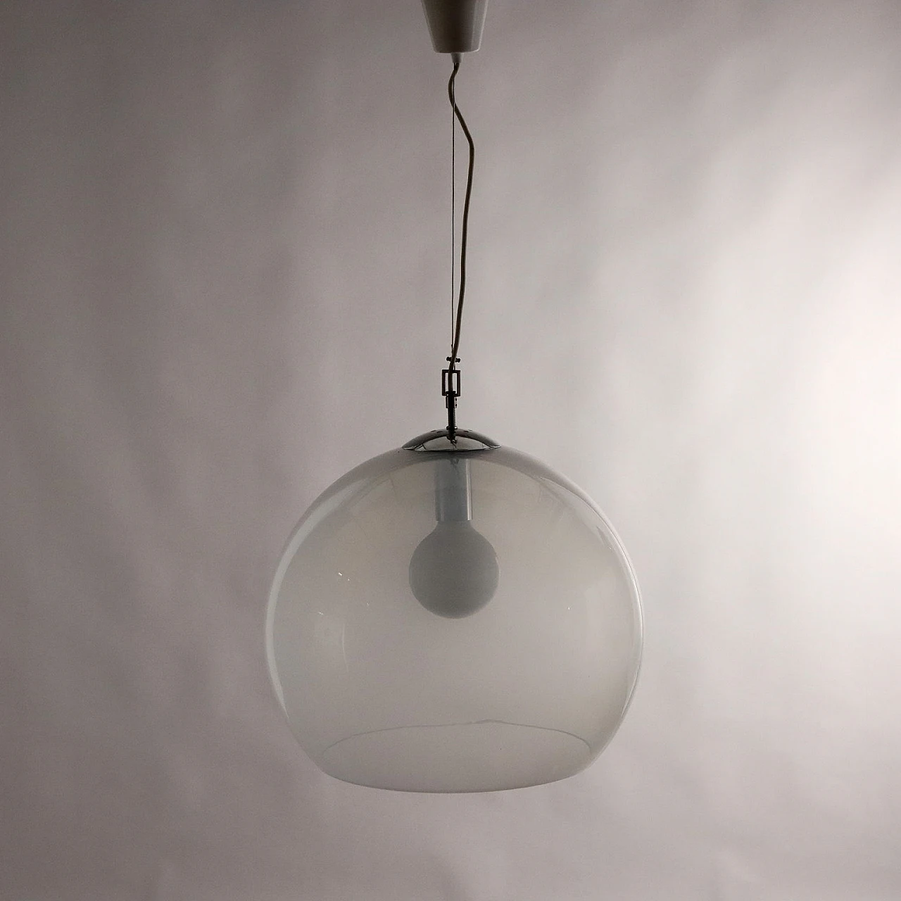 Ceiling lamp in glass and metal, 1970s 5