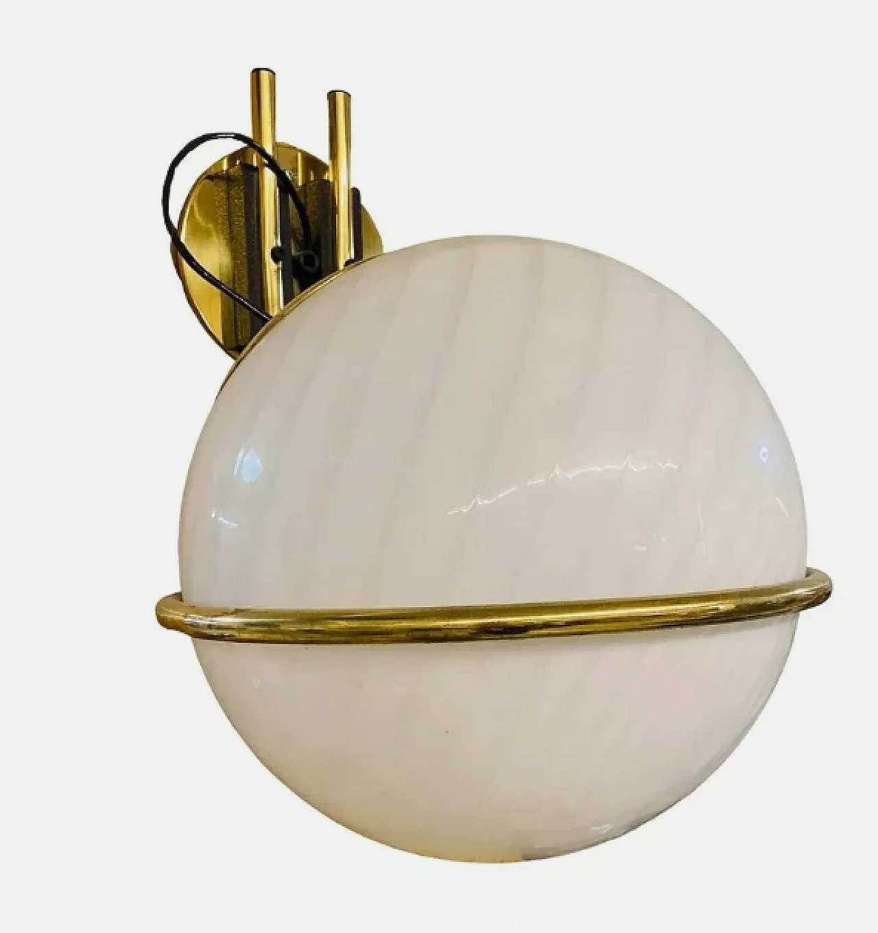 Lampada da parete in vetro di Murano e ottone, anni '70 1